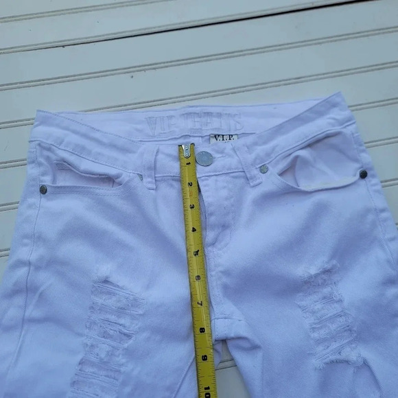 VIP Jeans Womens Skinny White Stretch Distressed High Waist 30x24 Denim 5/6 - Picture 9 of 9